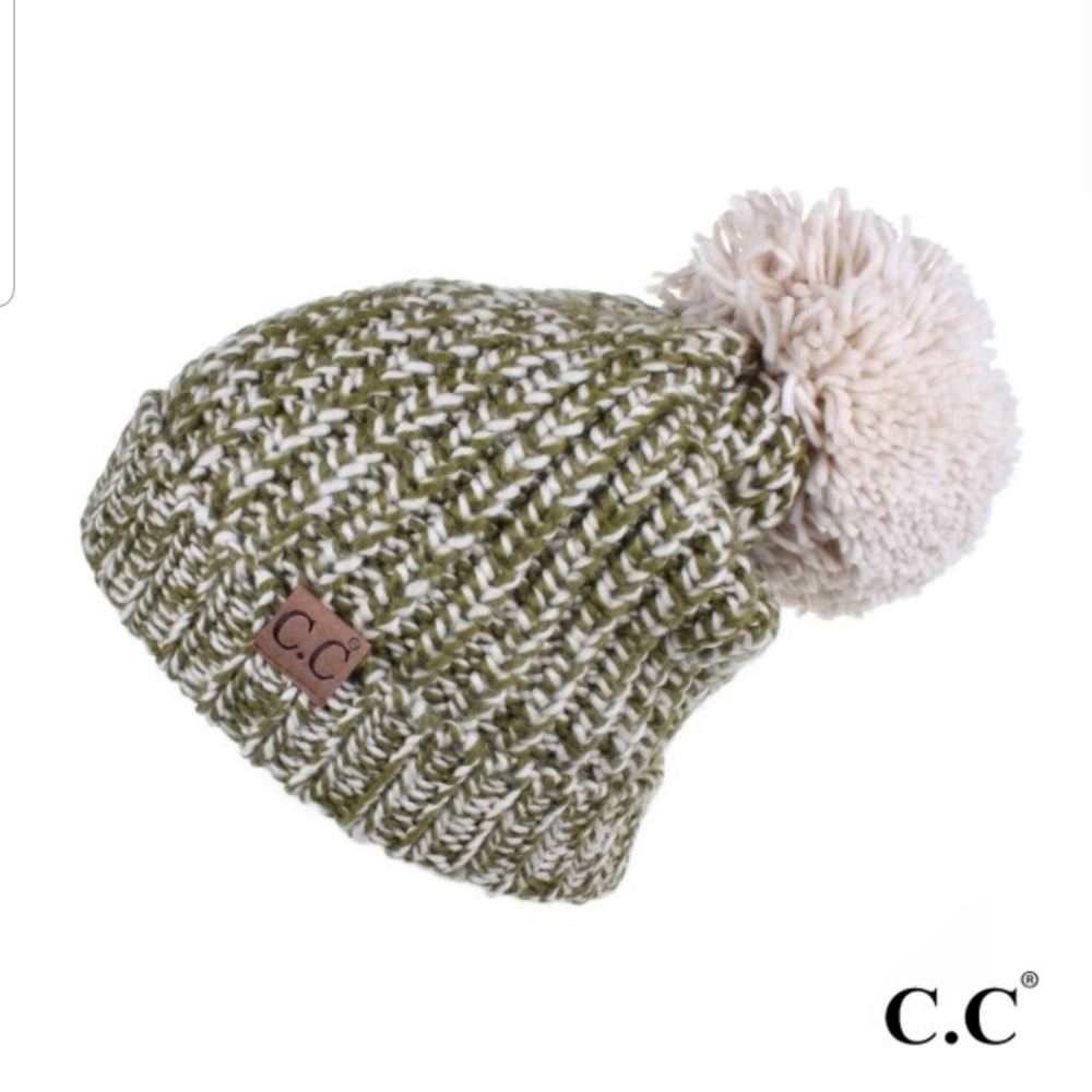 **- C.C.Beanie Chunky Knit Beanie with Pompom